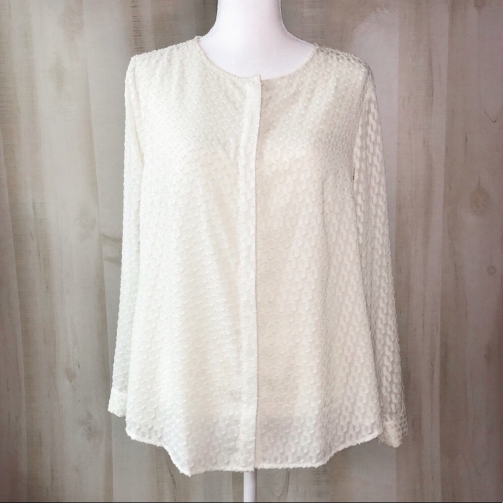TALBOTS Collarless Swiss Fabric Blouse 12
